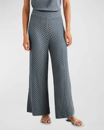 Splendid Nova Pointelle Wide-leg Pants In Storm