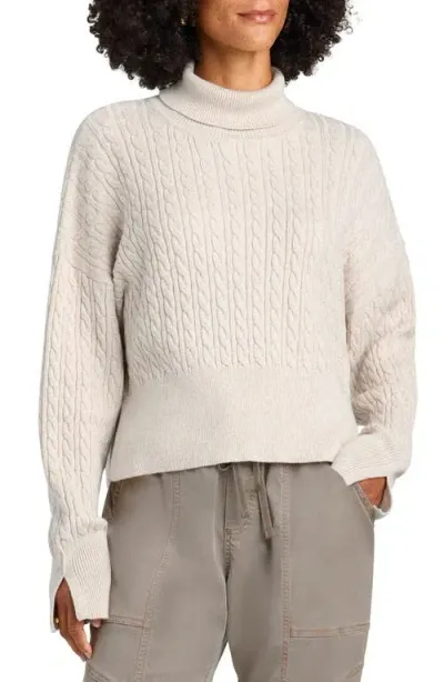 Splendid Oakley Cable Stitch Sweater In Wheat Heather