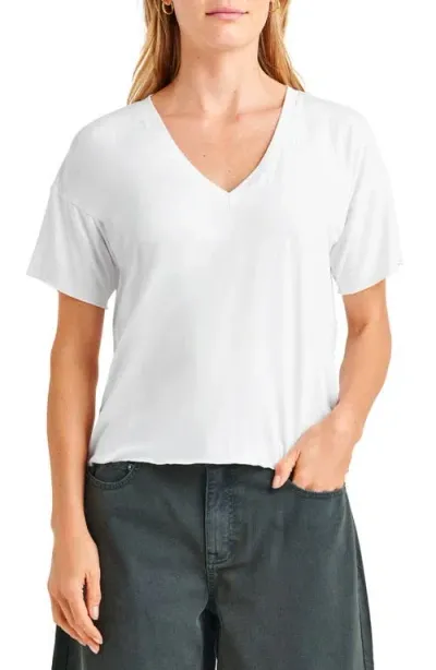 Splendid V-neck Jersey T-shirt In White