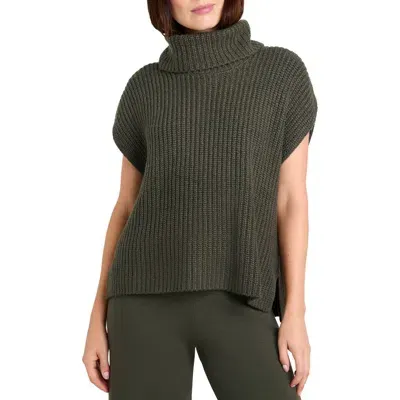 Splendid X Cella Jane Cowl Neck Short Sleeve Turtleneck Sweater In Caviar