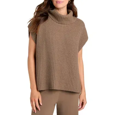 Splendid X Cella Jane Cowl Neck Short Sleeve Turtleneck Sweater In Toast