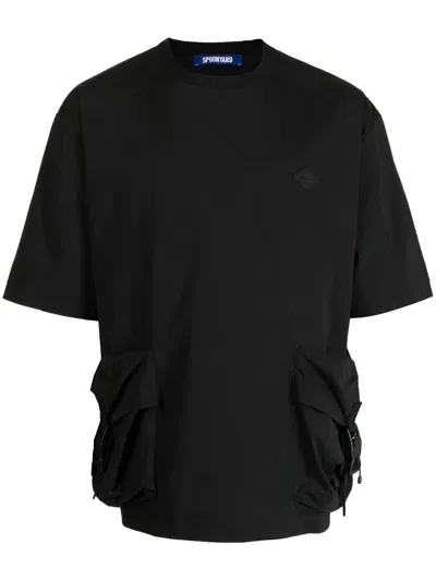 Spoonyard Cargo-pocketed Short-sleeve T-shirt In Black