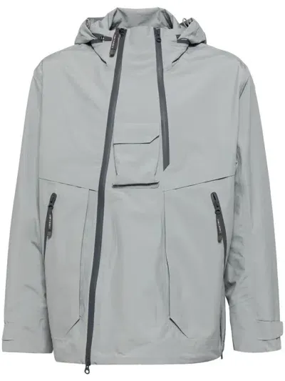 Spoonyard Concealed Hood Long-sleeves Windbreaker In Grey