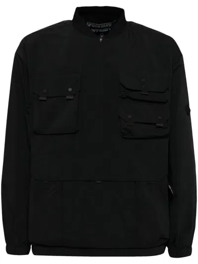 Spoonyard Multi Pocket Long-sleeves Windbreaker In Black