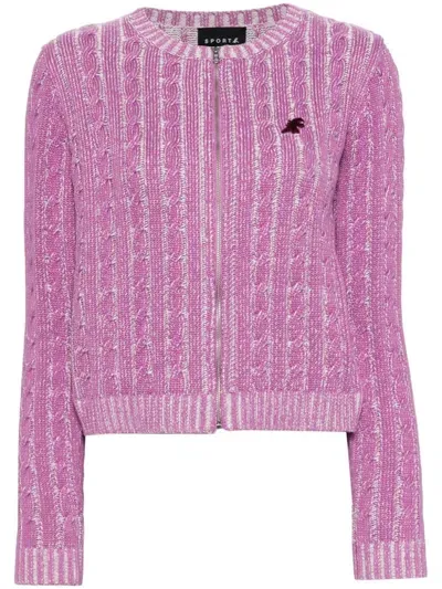 Sport B. By Agnès B. Appliqué-logo Cardigan In Purple