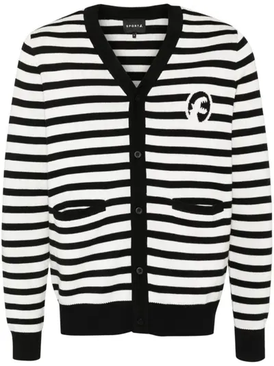 Sport B. By Agnès B. Horizontal-stripe Cardigan In Black