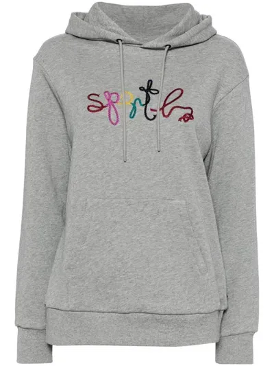 Sport B. By Agnès B. Logo-embroidered Hoodie In Grey