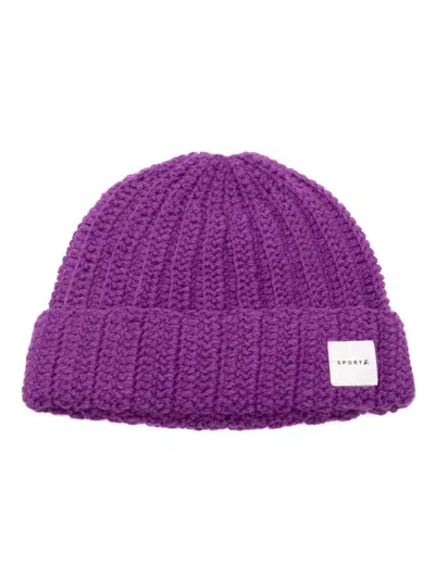 Sport B. By Agnès B. Logo-patch Beanie In Purple