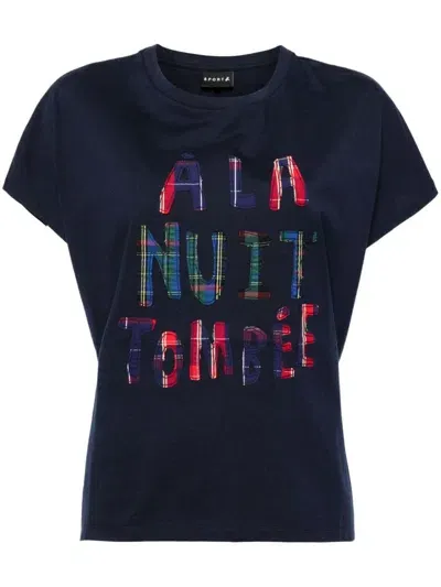 Sport B. By Agnès B. Slogan-embroidered T-shirt In Blue