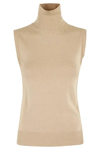 Sportmax Ardenza Wool Turtleneck Vest In Camel