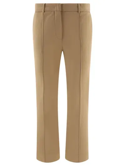 Sportmax "asiago" Stretch Cotton Trousers In Beige