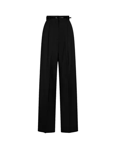 Sportmax Belted Straight Leg Trousers In Black