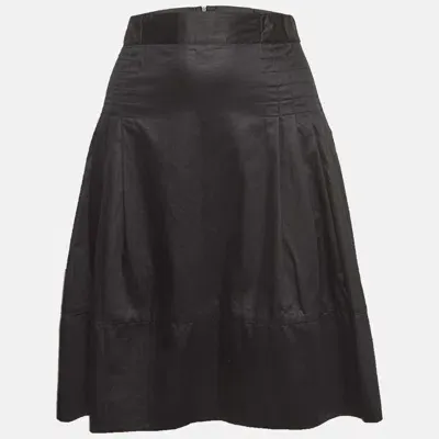 Pre-owned Sportmax Black Cotton Pleated Knee Length Skirt M