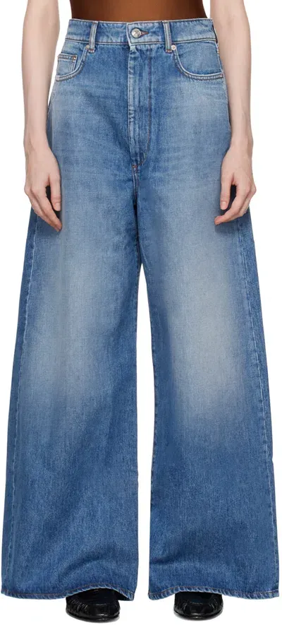 Sportmax Blue Oversized Low-rise Procida Jeans In 008 Navy