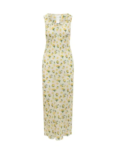 Sportmax Tonale Maxi Silk Dress In Yellow