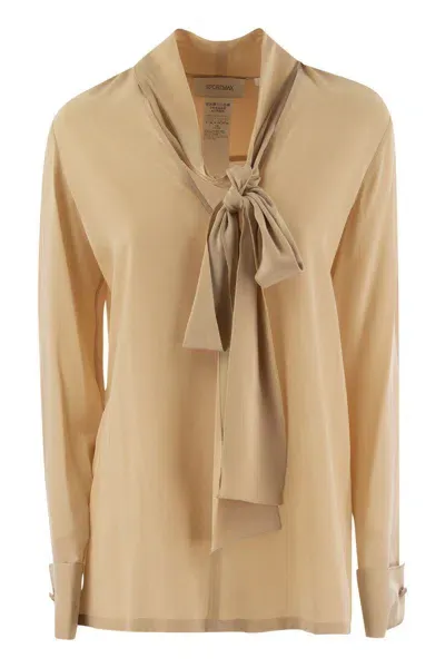 Sportmax Elleni - Silk Blouse With Sash In Nude