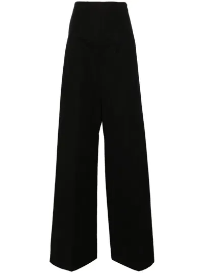 Sportmax Fashion Linen And Cotton Blend Trousers In Black