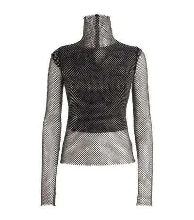 Sportmax Fishnet Crystal-embellished Valdai Top In Black