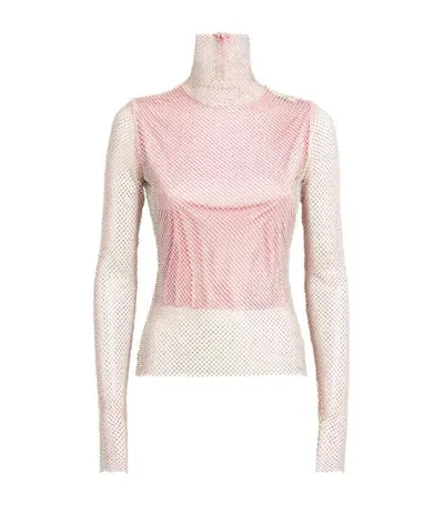 Sportmax Fishnet Crystal-embellished Valdai Top In Grey