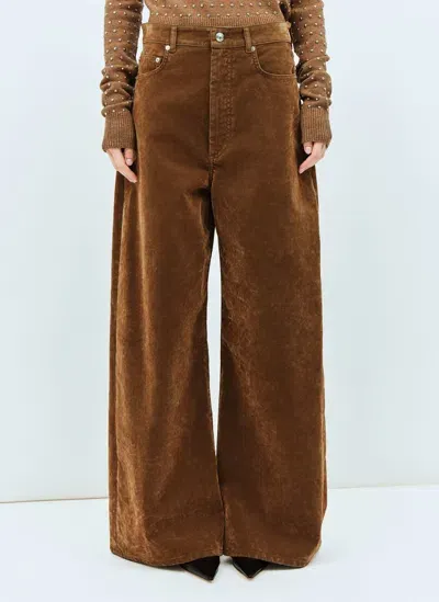 Sportmax Flocked Denim Pants In Brown