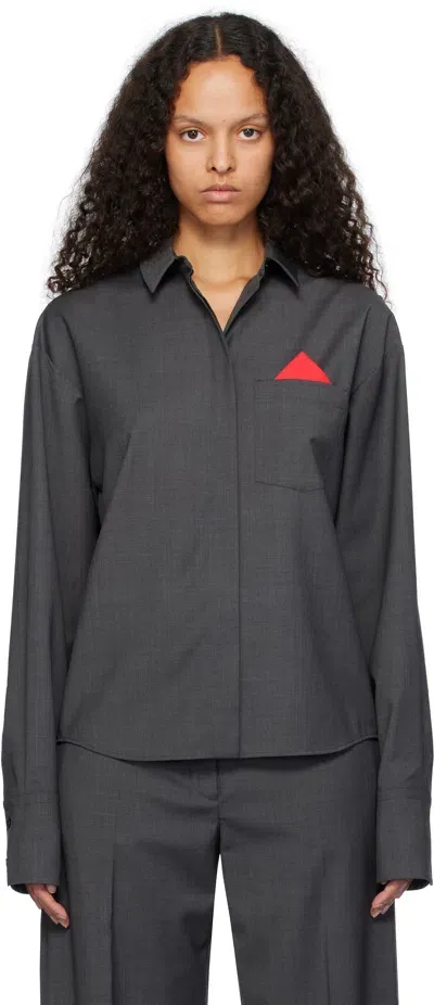 Sportmax Gray Mappa Shirt In 001 Dark Grey