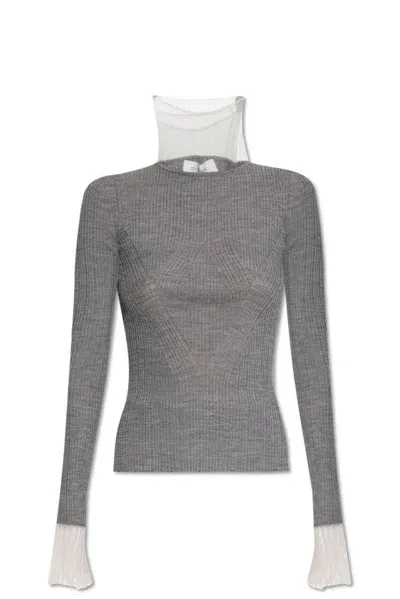 Sportmax High Neck Long In Grey