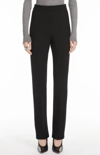 Sportmax High Waist Slim Straight Leg Trousers In Black