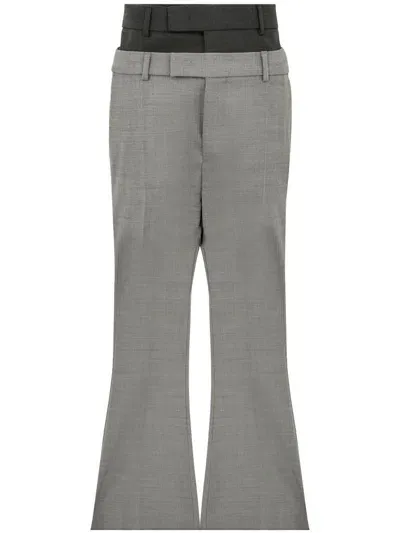 Sportmax Lince Trousers In Wool With Double Closure In Grey