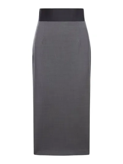 Sportmax Zip Detailed Skirt In Grey