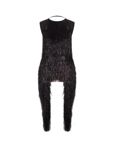 Sportmax Open Back Fringed Top In Black