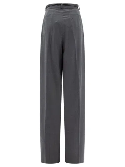 Sportmax Oversized Stretch Wool Trousers In Grey