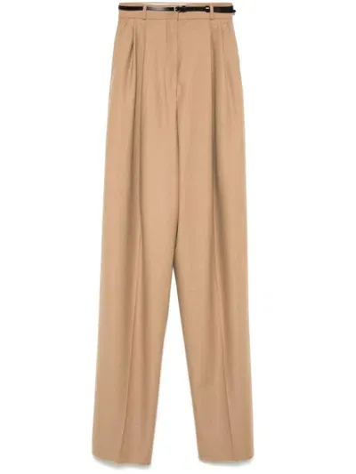 Sportmax Wool Wide-leg Trousers In Beige