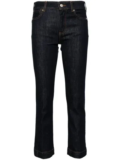 Sportmax Cropped Low-rise Bootcut Jeans In Blue