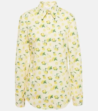 Sportmax Riva Printed Cotton Shirt In Yellow