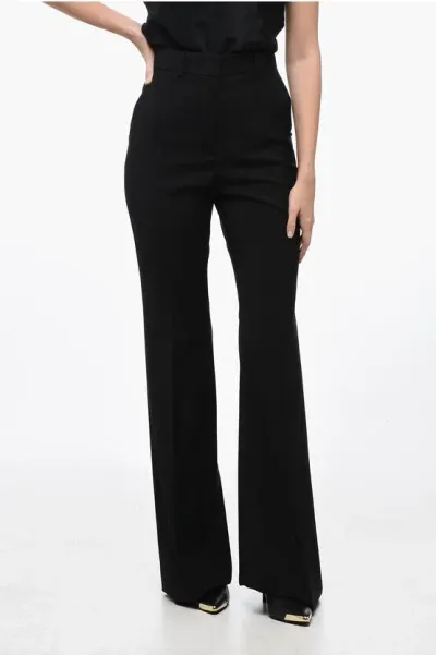 Sportmax Virgin Wool Hangar Flared Fit Pants In Black