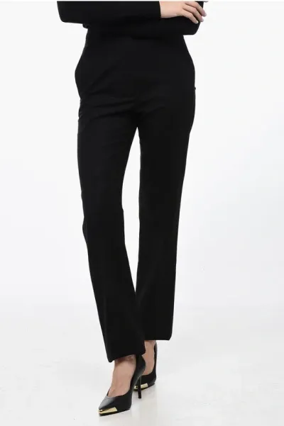 Sportmax Virgin Wool Tailored Pants With Straight Fit In Black