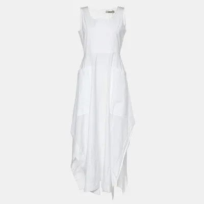 Pre-owned Sportmax White Cotton Sleeveless Midi Dress S