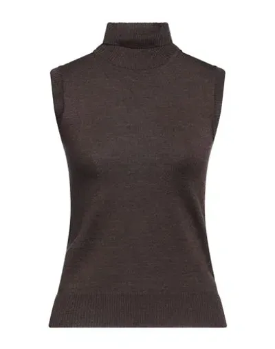 Sportmax Roll-neck Sleeveless Knit Top In Dark Brown