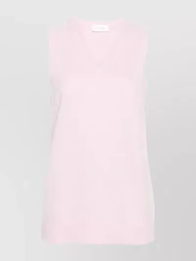 Sportmax V-necked Wool Vest In Pink