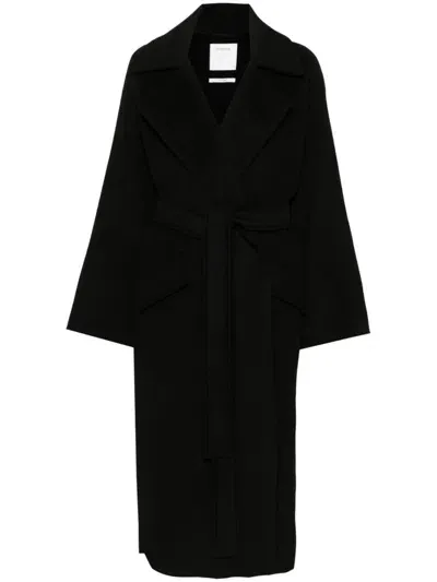 Sportmax Wool Long Coat In Black