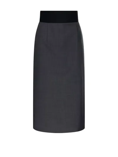 Sportmax Zip Detailed Long Skirt In Grey