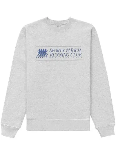 Sporty And Rich 94 Running Club Crewneck In Grey