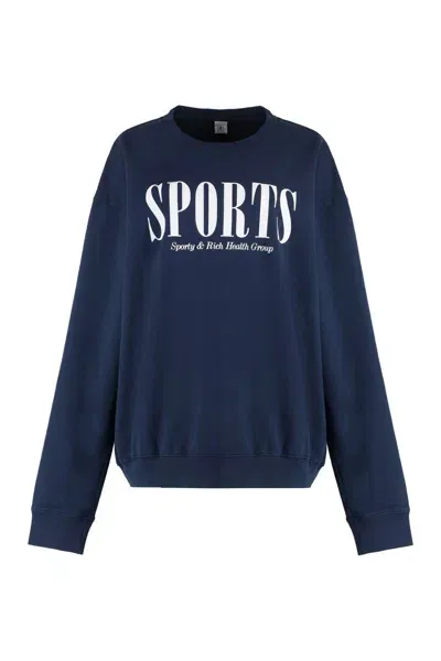 Sporty And Rich Graphic-print Cotton Sweatshirt In Blue