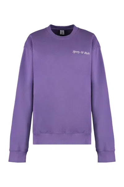 Sporty And Rich Sporty & Rich Logo Printed Crewneck Sweatshirt In Purple