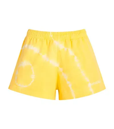 Sporty And Rich Cotton Emblem Shorts In Yellow