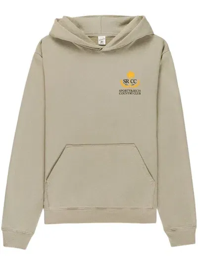 Sporty And Rich Country Club Logo-print Hoodie In Grey