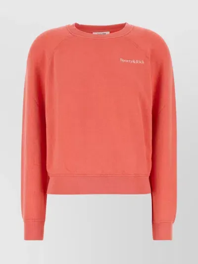 Sporty And Rich Crew Neck Knit Sweater In Pink