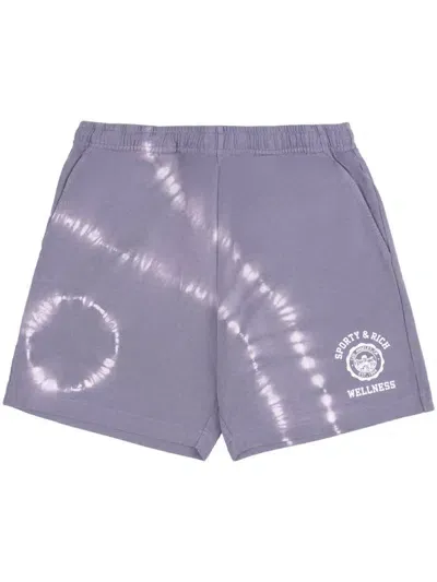 Sporty And Rich Emblem Cotton Track Shorts In Purple