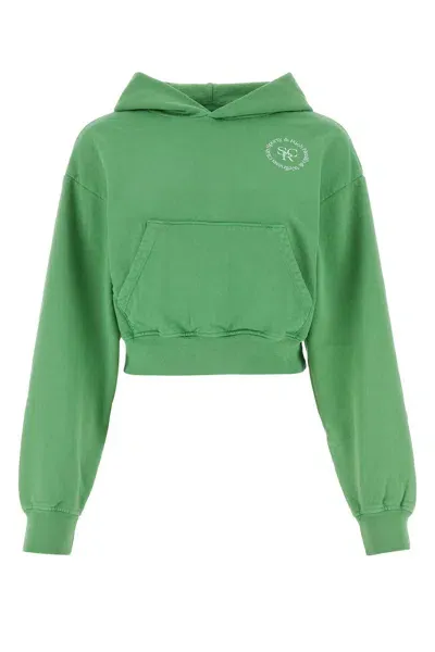 Sporty And Rich Sporty & Rich Logo Printed Cropped Hoodie In Green