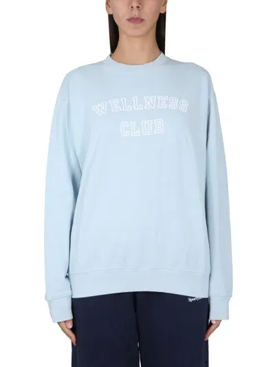 Sporty And Rich Flocked Logo Sweatshirt In Azure